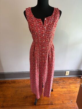 Robbie Bee Red Floral Button-Front Maxi Dress.